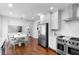 Open kitchen area featuring an eat-in table, stainless steel appliances and white cabinetry at 1415 Brumley Rd, Chuluota, FL 32766