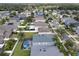 Aerial view of a residential neighborhood showcasing backyard pools, well-maintained lawns, and tree-lined streets at 15210 Montesino Dr, Orlando, FL 32828