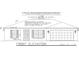Front elevation Blueprint of single story home with two windows and garage with roof pitch, dimensions and construction details at 2065 East Pkwy, Deland, FL 32724