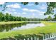 View of a beautiful pond surrounded by green grass and trees at 3752 Cleary Way, Orlando, FL 32828