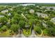 Aerial view of the manicured neighborhood landscaping, mature trees, and community roads at 510 Rum Run # 33 510, Davenport, FL 33837