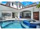 Inviting pool and spa area with integrated outdoor kitchen and lounge space for relaxation at 9743 Covent Garden Dr, Orlando, FL 32827