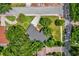 Aerial view of the property showing the roof line, landscaping, driveway and street at 1632 Oriole Ave, Orlando, FL 32803