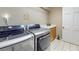 Modern laundry room with washer, dryer, storage cabinets and a counter for folding at 21 Abbey Ct, Haines City, FL 33844