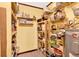 Organized pantry with wooden shelves holding various food items and household goods at 28136 Tammi Dr, Tavares, FL 32778