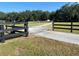 Gated entrance marked with '3064', featuring black wooden fencing and a gravel driveway at 3064 S Us Highway 41, Dunnellon, FL 34432