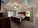 Tranquil main bedroom with a tray ceiling, large windows, and private access to outdoor space at 3064 S Us Highway 41, Dunnellon, FL 34432