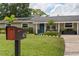 Exterior of home with green lawn and mailbox in front, a blue front door with glass and house number above at 417 Carvell Dr, Winter Park, FL 32792
