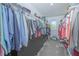Large walk-in closet with organized shelving, ample storage, and carpet flooring at 4432 Seven Canyons Dr, Kissimmee, FL 34746