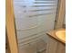 Shower with horizontally striped doors and a tan tiled floor at 508 Royal Tree Ln, Oviedo, FL 32765