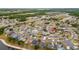 Aerial view of a residential neighborhood, showcasing various single-Gathering homes, and a lake in the distance at 5113 Sage Way, Kissimmee, FL 34758