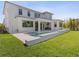Stunning backyard with modern pool, patio, outdoor kitchen, and lush green lawn at 9155 Sheen Sound St, Orlando, FL 32836