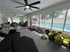Bright living room features large windows overlooking the pool and backyard at 1329 Se 36Th Ave, Ocala, FL 34471