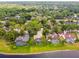 Aerial showing neighborhood with lake access, backyard pools, and lush tree coverage at 383 Brushwood Ln, Winter Springs, FL 32708