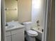 Clean bathroom featuring a tub and shower combo, sink, and toilet at 410 Horizon Dr, Winter Springs, FL 32708
