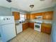 Efficient kitchen with tiled floors, backsplash and ample cabinet storage at 606 E Central Ave, Eagle Lake, FL 33839