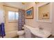 Bathroom with tub and shower combination featuring colorful patterned curtain at 617 Red Oak Cir # 121, Altamonte Springs, FL 32701
