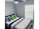 Bright bedroom with fun toy accents and modern ceiling fan, creating a playful and inviting space at 6216 Beaumont Ave, Orlando, FL 32808