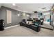 Immersive home theater featuring plush seating, a projector, and customized lighting at 9032 Tavolini Ter, Windermere, FL 34786