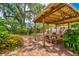 Lush backyard featuring a covered patio with a dining table and string lights, perfect for outdoor entertaining at 1624 Park Lake St, Orlando, FL 32803