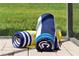 Close up shot of rolled beach towels on a brick patio, showcasing vibrant colors and plush texture at 2624 Daulby St, Kissimmee, FL 34747