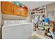 Functional laundry room with washer, dryer, storage cabinets, and shelving units at 300 Carolina Ave # 304, Winter Park, FL 32789