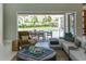 Beautiful living room featuring a neutral palette, stylish decor, and an open view of the outdoor pool and patio at 5023 Sawyer Cove Way, Windermere, FL 34786