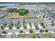 An aerial view showcases the property nestled in a well-maintained neighborhood, complete with lush lawns and scenic surroundings at 5164 Chickadee St, St Cloud, FL 34771