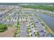 An aerial view of the property in a well-planned community near a beautiful lake and landscaped surroundings at 5164 Chickadee St, St Cloud, FL 34771