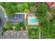 Aerial view showcasing the community's layout with lush landscaping, a pool, and ample parking at 1062 Winglewood, Altamonte Springs, FL 32714
