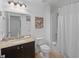 Bathroom with granite vanity, tile floor, and shower with curtain at 1062 Winglewood, Altamonte Springs, FL 32714