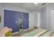 Bedroom with unique octopus wall art, plush bench, and a comfortable setup perfect for creative adventures at 1133 Brandy Lake View Cir, Winter Garden, FL 34787