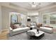 Bright, open living room features contemporary decor and plenty of natural light at 3436 Gerber Daisy Ln, Oviedo, FL 32766