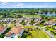 An aerial view displays luxury homes, lush landscaping, and pristine lake views at 4065 Isabella Cir, Windermere, FL 34786