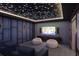 Home theater room with starlight ceiling, comfortable seating, and large TV for ultimate entertainment at 4065 Isabella Cir, Windermere, FL 34786