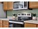 Modern kitchen features stainless steel appliances and a view of lush landscaping at 80 White Marsh Cir, Orlando, FL 32824