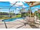 Inviting screened-in pool with a picturesque view of the water and lush landscaping at 80 White Marsh Cir, Orlando, FL 32824