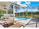 Backyard pool with screened in enclosure and lounge chairs at 80 White Marsh Cir, Orlando, FL 32824