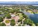 Aerial of community amenities including pool, clubhouse, and community picnic shelter at 11415 N Camden Commons Dr, Windermere, FL 34786