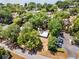 Captivating aerial view of the property nestled among lush trees, near a road and parking area at 1650 Old Eustis Rd, Mount Dora, FL 32757