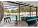 This screened patio features a table and seating area with views of the backyard at 2117 Stone Abbey Blvd, Orlando, FL 32828