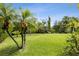 Backyard featuring a expansive green lawn with a variety of palm trees and other trees on a clear day at 2842 Balforn Tower, Winter Garden, FL 34787