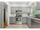 Kitchen featuring gray cabinets and stainless steel appliances at 318 E Jersey St, Orlando, FL 32806