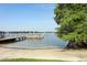 Lakeside view of dock and beach with shade trees at 4141 Fallwood Cir, Orlando, FL 32812