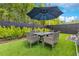 Outdoor dining area featuring a modern table with seating, set on green turf with a privacy fence at 1127 W Harvard St, Orlando, FL 32804
