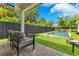 Relaxing outdoor patio with a comfortable seating area and a view of the sparkling backyard pool at 1127 W Harvard St, Orlando, FL 32804