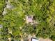 Expansive aerial view of a secluded home featuring a screened-in pool, surrounded by lush, dense green trees, and marking box at 2705 Curryville Rd, Chuluota, FL 32766
