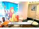 Bathroom with a Lion King themed shower curtain and giraffe art print at 8101 Resort Village Dr # 31501, Orlando, FL 32821