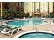 Beautiful community pool and hot tub surrounded by lush landscaping and resort-style amenities at 8101 Resort Village Dr # 31501, Orlando, FL 32821