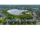 Aerial view of a lake surrounded by homes and lush greenery at 14231 Sonco Ave, Windermere, FL 34786